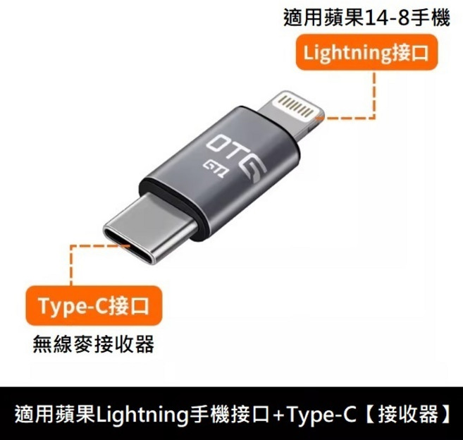 勁祥科技 手機OTG轉換頭 Type-C轉蘋果Lightning Type-C音頻轉接器, 1個, Lightning公, 灰色