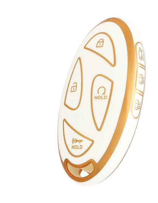 OFFCURVE 현대자동차 7버튼 스마트키케이스 TPU 커버 그랜저 GN7 아반떼 CN7 싼타페 MX5 호환, 화이트 골드