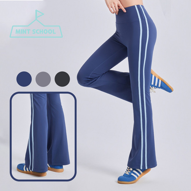 민트스쿨 하이웨스트 나팔레깅스 부츠컷 스포츠 운동복 하의 요가팬츠 슬림 런닝 트레이닝