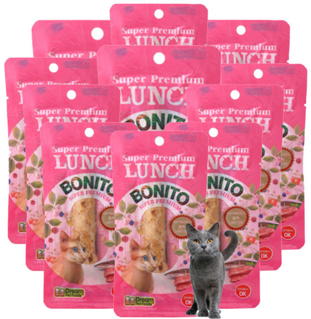 드림펫푸드 런치 보니또 통살 소시지, 가쓰오부시, 20g, 12개