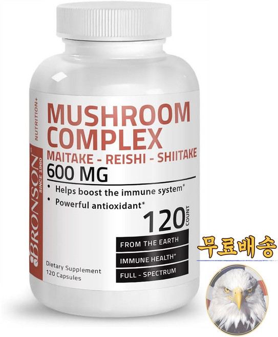 미국산 브론슨 머쉬룸 컴플렉스 600mg 120캡슐 잎새 영지 표고 버섯 Bronson Mushroom Complex 선물증정, 120정, 1개