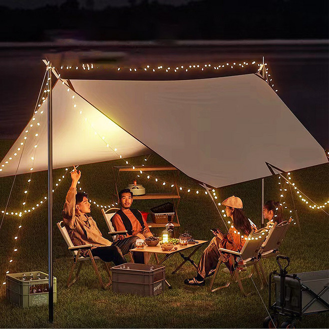 Fowod 캠핑 방수 자외선 차단 암막 렉타 타프 나들이용 그늘막 텐트, 실버코팅