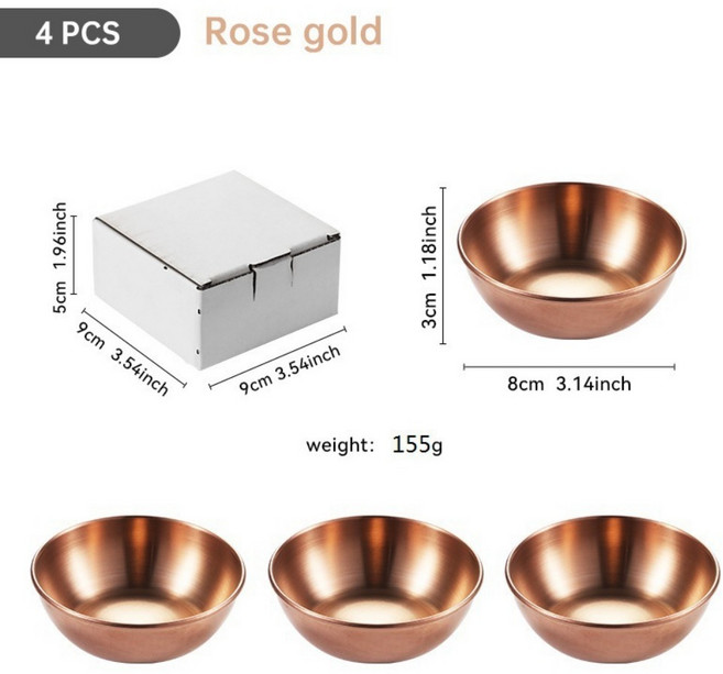 4pcs 새로운 스테인레스 스틸 조미료 서빙 트레이 미니 골드 스파이스 라운드 가정용 간장 접시 전문 식기