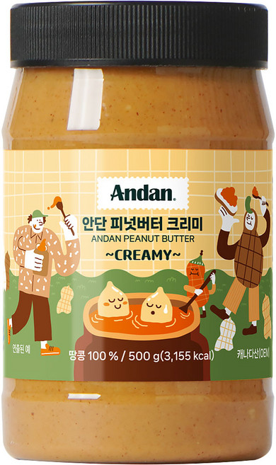 안단잼 무첨가 땅콩 피넛버터 크리미, 500g, 1개
