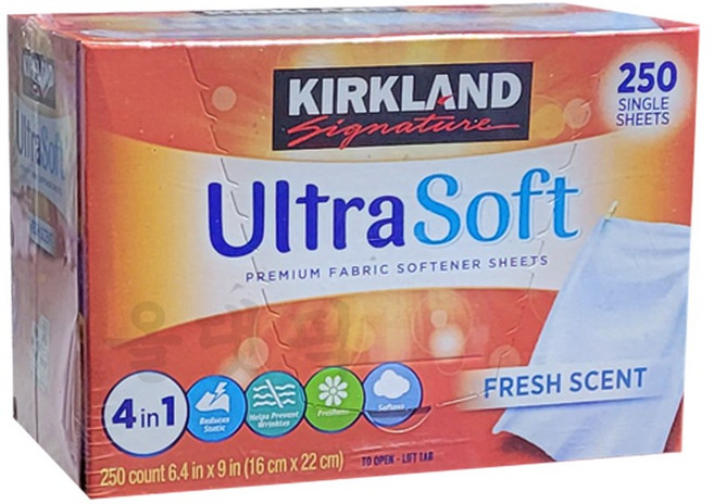 커클랜드 프리미엄 종이형 울트라 소프트 섬유유연제 시트형, 4개