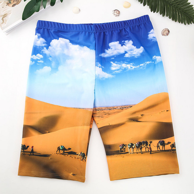 男士泳褲 七分個性簡約彈性速幹透氣遊泳沙灘褲