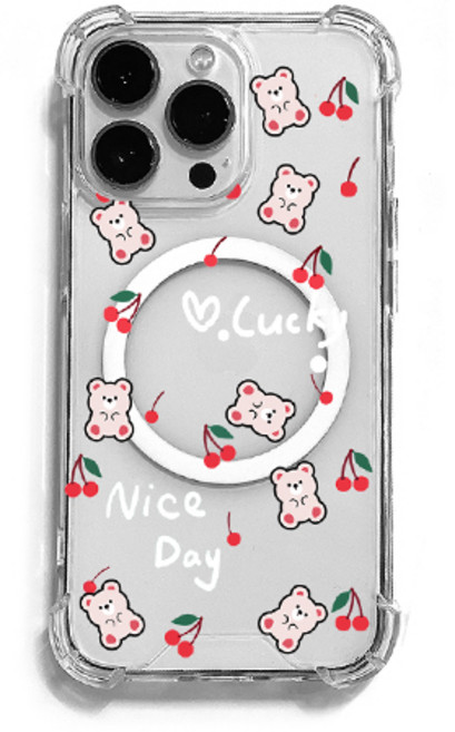 체리베어 패턴 핸드메이드 레진 맥세이프 케이스 다기종