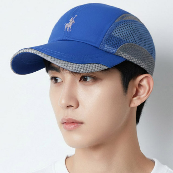 베이직엠 남성 여성 여름 등산모자 볼캡 승마자수 양옆 메쉬