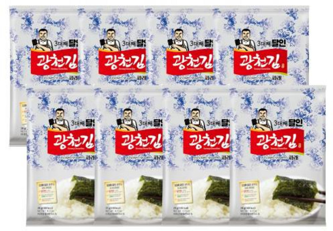 광천김 3대째 달인 파래 전장김 8봉, 20g, 8개