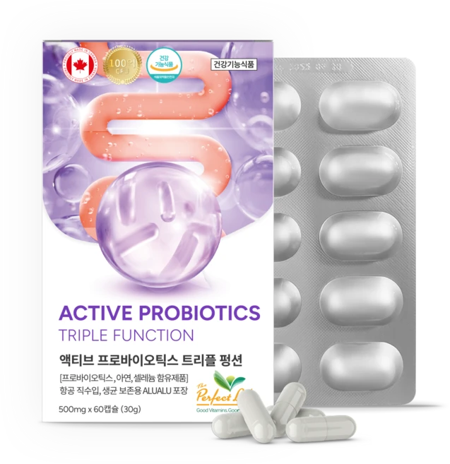 퍼펙트라이프 액티브 프로바이오틱스 트리플 펑션 100억 유산균 아연 셀레늄 장건강, 1개, 60정 - 쿠팡