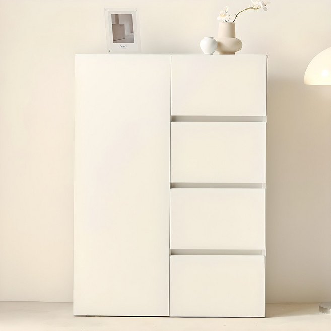 룸앤디 모노 더높은 서랍 수납장, 화이트, 4단
