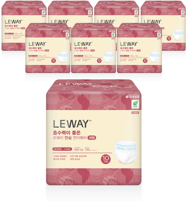 르웨이안심언더웨어 대형 10팩*8개(1박스), 10매, 8세트