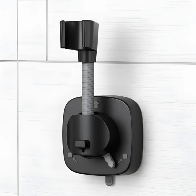 러슈브 자바라 후크형 강력 흡착 샤워기 거치대, 블랙