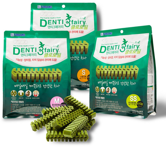 포켄스덴티페어리 포켄스 반려 동물 클로로필 덴탈 껌 S 410g, 덴탈껌, 1개