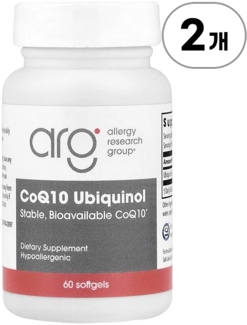 알러지 리서치 그룹 코큐텐 유비퀴놀 100mg Allergy Research Group CoQ10 Ubiquinol 100 mg 60정, 2개 - 쿠팡