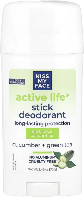 Kiss My Face Active Life® 스틱 데오드란트 오이 + 녹차 70g(2.48oz), KissMyFaceActiveLife스틱데오드란트오이녹, 70g, 1개 - 쿠팡