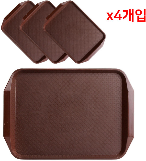 가벼운 카페 트레이 43.3.cm 4개입 세트 베이커리 빵 쟁반 사각 서빙쟁반, 4개, 브라운