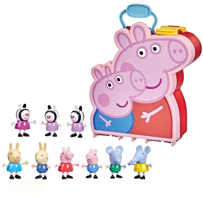 Hasbro 孩之寶 Peppa Pig 粉紅豬小妹 9入公仔旅行盒, 1個
