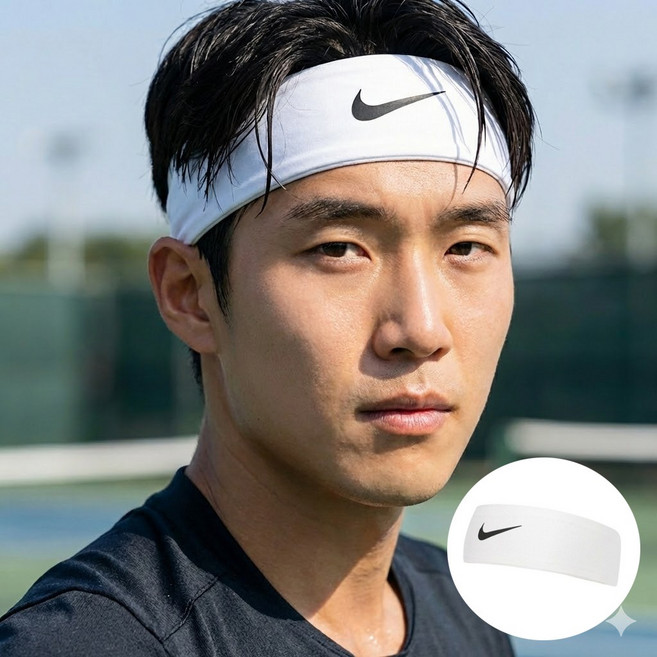 나이키 드라이핏 퓨리 헤드밴드 화이트 머리띠 헤어밴드 땀흡수 이마땀 머리카락 러닝 테니스 마라톤 스포츠밴드 남여공용, 1개