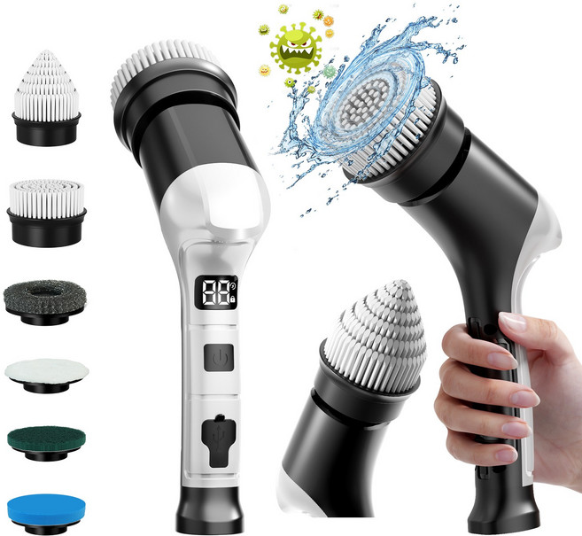 Bamifun 워시스핀 무선 전동 핸드형 욕실 주방 화장실 다용도 청소기 IPX6 방수 6in1세트, 혼합색상