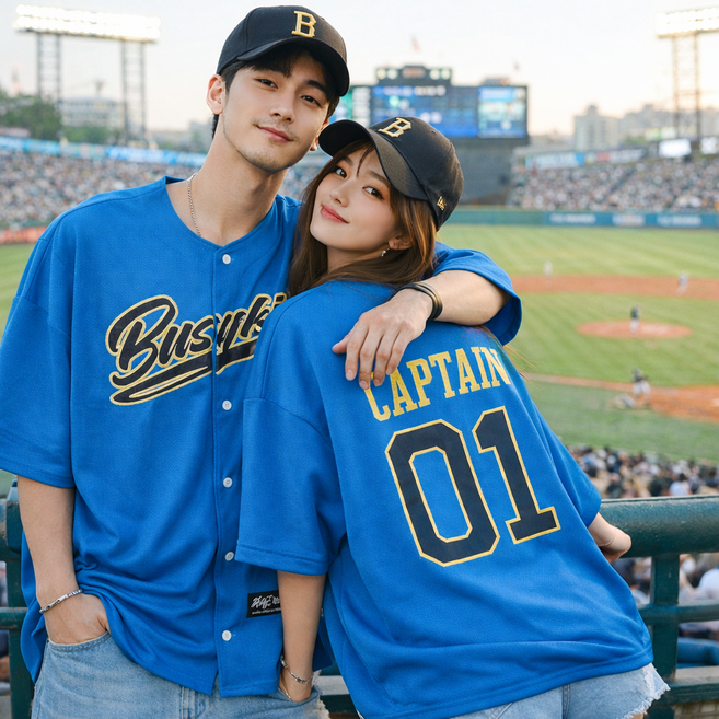 다이루소 오버핏 스트릿 야구 져지 반팔 셔츠 힙합 캐주얼 베이스볼 유니폼 남녀공용