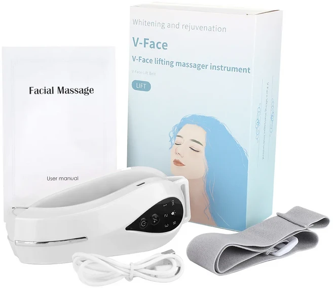 LED 얼굴 슬리밍 진동 마사지기 V 라인 리프트 업 벨트 턱 리프트 벨트, 01 CHINA, 01 WHITE