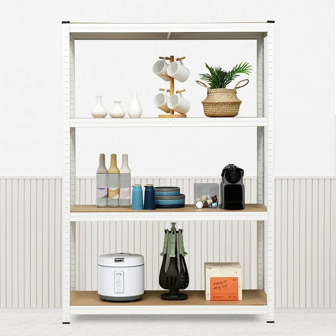 이지라이프 앵글 철제 선반 4단 수납장, 앵글선반 4단 1000 화이트