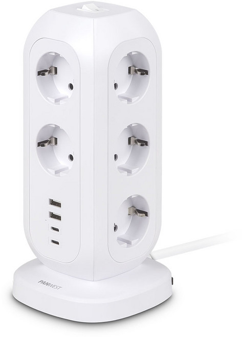 멀티탭 고용량 대용량 15구 스텐드 타워형 올화이트, 2m, 1개