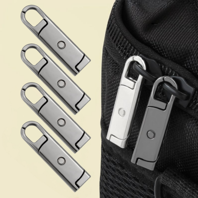 간편설치 만능 원터치 수선 지퍼손잡이 4P, 4개, 블랙