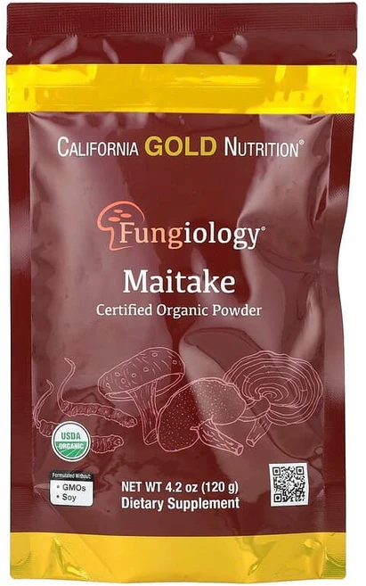 California Gold Nutrition Fungiology® 유기농 인증 잎새버섯 분말 120g(4.2oz) CGN-02382, 1개, 120g - 쿠팡