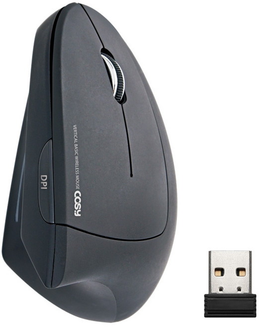 Cosy 베이직 인체공학 손목보호 버티컬 무선 마우스 M3226WL, 매트 블랙