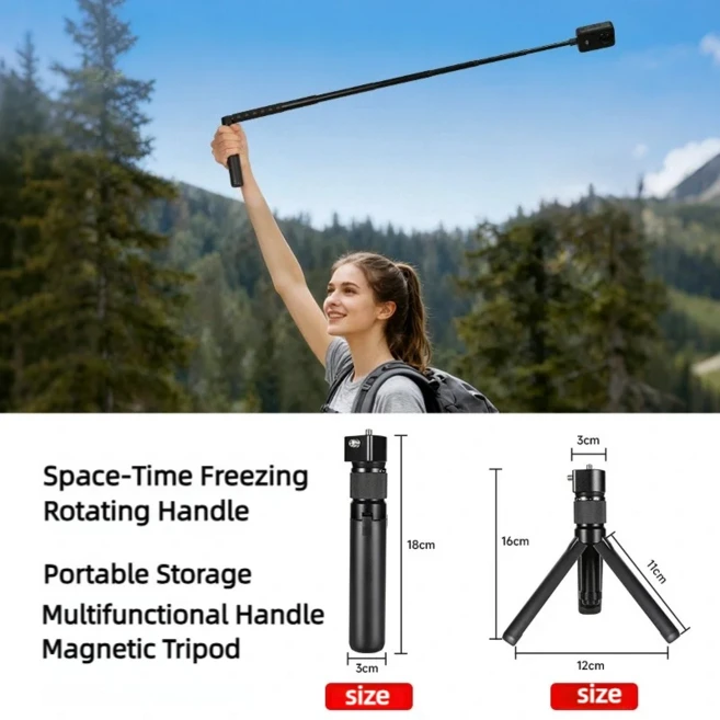 론코엔 0.7M 셀카봉 모노포드 확장형 삼각대 1/4 나사 포함 인스타360 DJI 오스모 파노라마 카메라용, 06 Rotate the handle