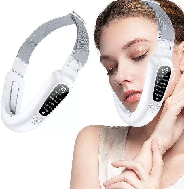 바이유 V라인 얼굴 마사지기 무선 진동 휴대용 얼굴 라인 관리 USB 충전식 안마기, 1개, 화이트