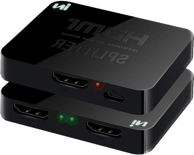 인네트워크 1:2 HDMI 모니터분배기 오디오 지원 유전원 IN-MINIHD102, 1개, 블랙 IN-MINIHD102