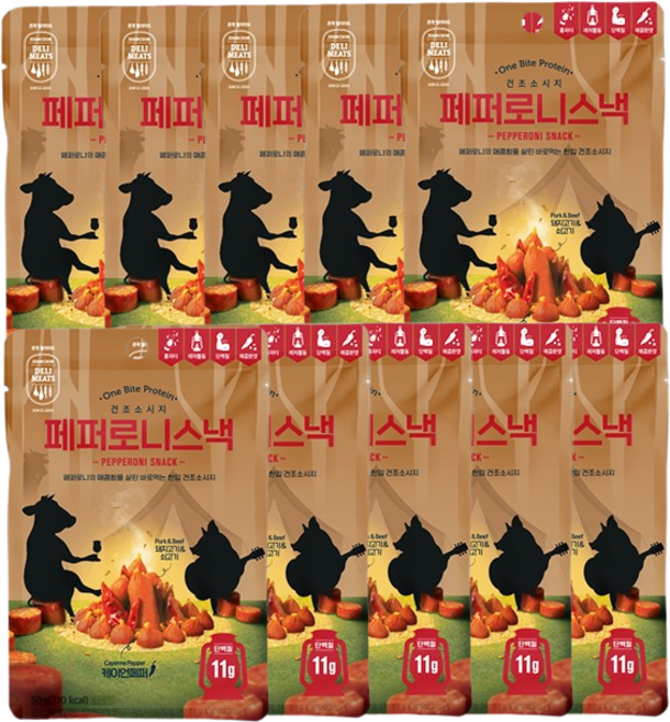 존쿡델리미트 페퍼로니스낵 50g X 10개 건조육 미트스낵 건조 소시지
