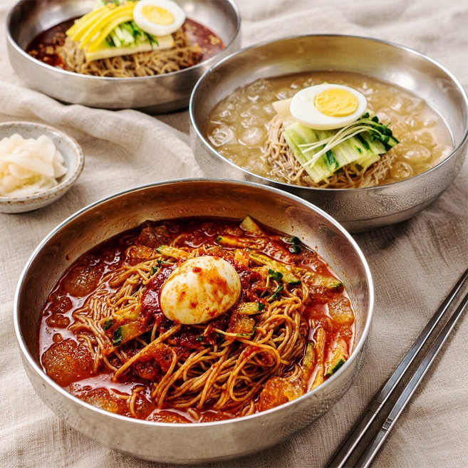 반반냉면 물비빔냉면 10인분 (냉면사리+냉면육수5개+비빔장5개+겨자유) 개별포장, 1세트, 591g