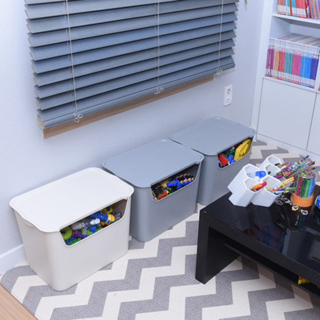 [모든집]1+1 점보형 플라스틱 리빙박스 다용도 수납함 정리함, 1+1그레이_, 1세트