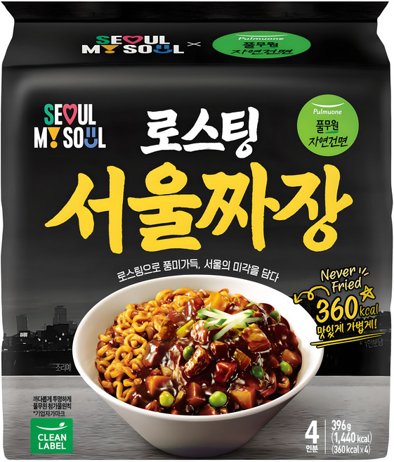 풀무원자연건면 로스팅 서울 짜장 99g, 4개