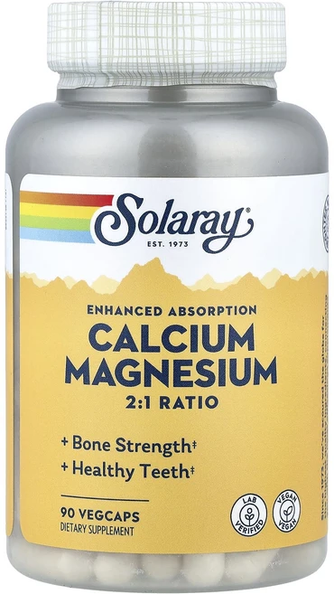 Solaray 강화된 흡수력의 칼슘 마그네슘 베지 캡슐 90정, Solaray강화된흡수력의칼슘마그네슘베지캡슐90정, 1개 - 쿠팡