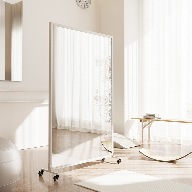 코세드 듀크 이동식 대형 전신 거울 900/1200 사이즈 스탠드거울 요가 필라테스 헬스장 거울, 화이트/바퀴형