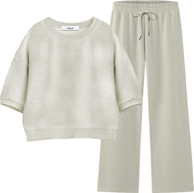 몰토벨리노 토르소 TSF 무지 세미오버핏 크롭 반팔 맨투맨 일자팬츠 세트