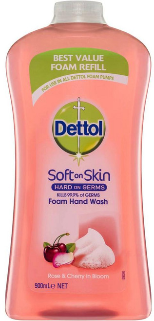Dettol 데톨 안티박테리얼 폼 핸드워시 리필 로즈 앤 체리, 2개, 900ml