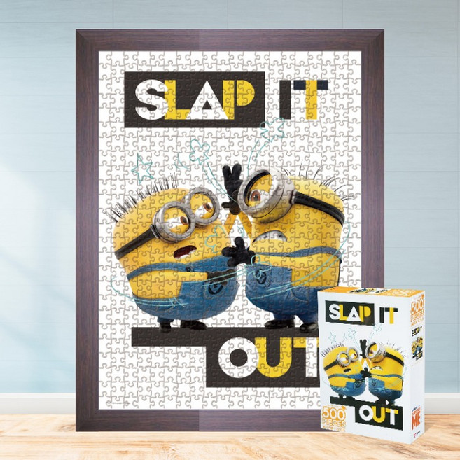 모두의취미 티격태격 500피스 미니언즈/슈퍼배드 직소퍼즐, 1개, 액자세트(우드월넛)