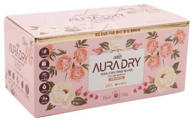 샤프란 아우라 건조기시트 드라이시트 프레쉬 플로럴향 g, 200매, 1개