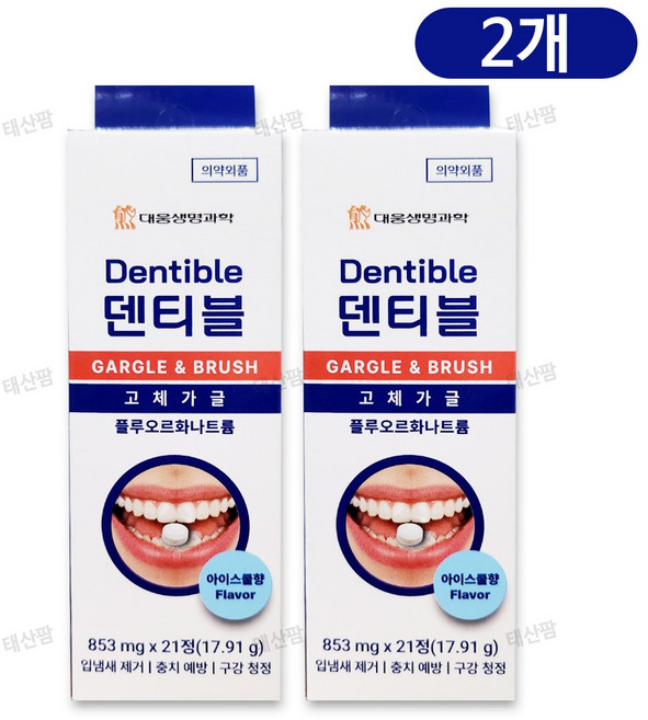 대웅생명과학 덴티블 구강케어 고체가글 / 입냄새제거 충치예방 구강청정, 17.91g, 2개
