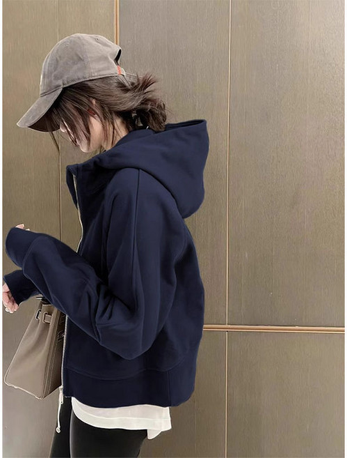 유니픽 여성 가을겨울 면 후드 루즈핏 맨투맨 지퍼 잠금zhb