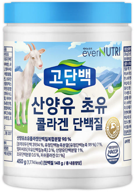 에버뉴트리 고단백 산양유 초유 콜라겐 단백질, 1개, 450g