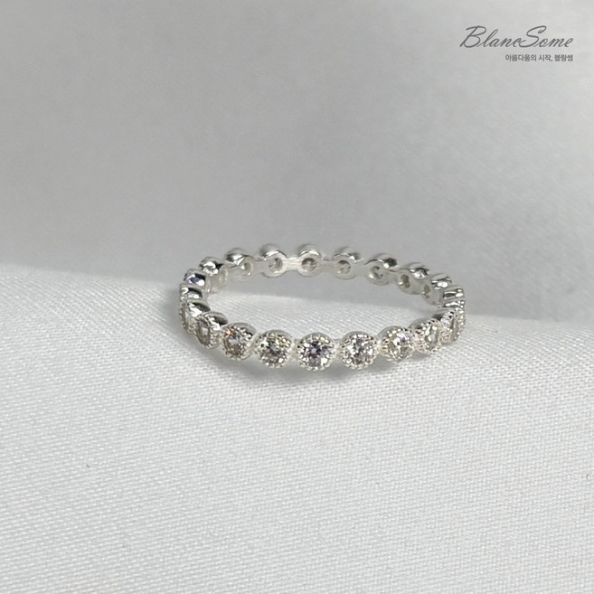 925실버 비드 큐빅 순은 가드링 은반지 이터니티링 슬림 레이어드 큐빅반지