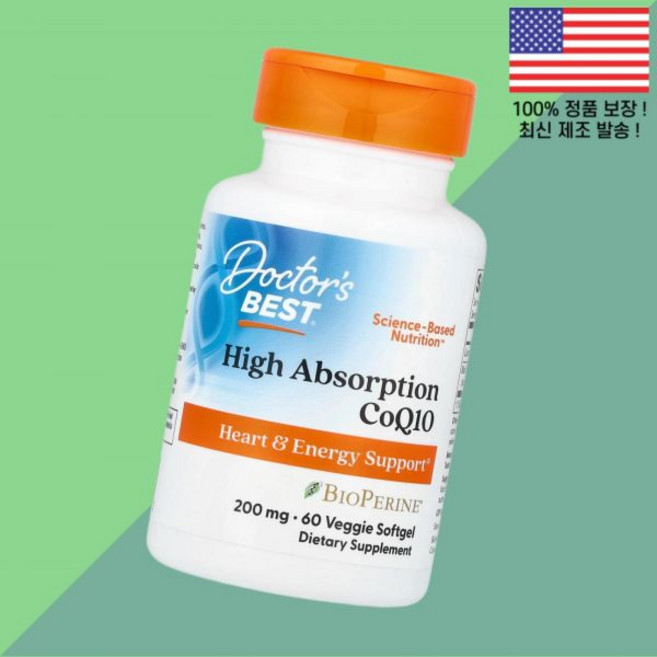 닥터스베스트 고앱솔브션 코엔자임Q10 코큐텐 코엔자임큐텐 CoQ10Q10 CoQ10큐텐 CoQ10 베지 소프트젤 캡슐 60정 Doctor's Best High Absorptio, 닥터스베스트 고앱솔브션 코엔자임Q10 코큐텐 코엔자임큐, 1