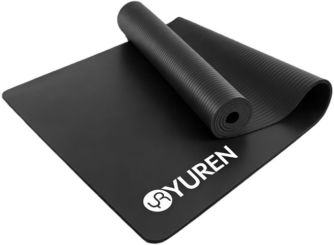 유렌 와이드 요가매트 90x195cm NBR 홈트레이닝 운동매트 10mm, 블랙, 1개